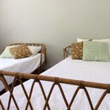 Rattan twin beds