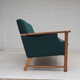 1970s, Danish 4-seater sofa, furniture wool, solid oak wood.
