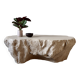 Design coffee table with travertine rock effect — unique piece hand-sculpted.