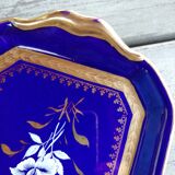 Blue and gold cake dish