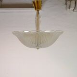 Large Swedish textured glass pendant light Orrefors
