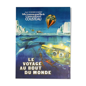 Affiche cinéma "Le voyage au bout du monde" Jacques-Yves Cousteau 40x60cm 1976