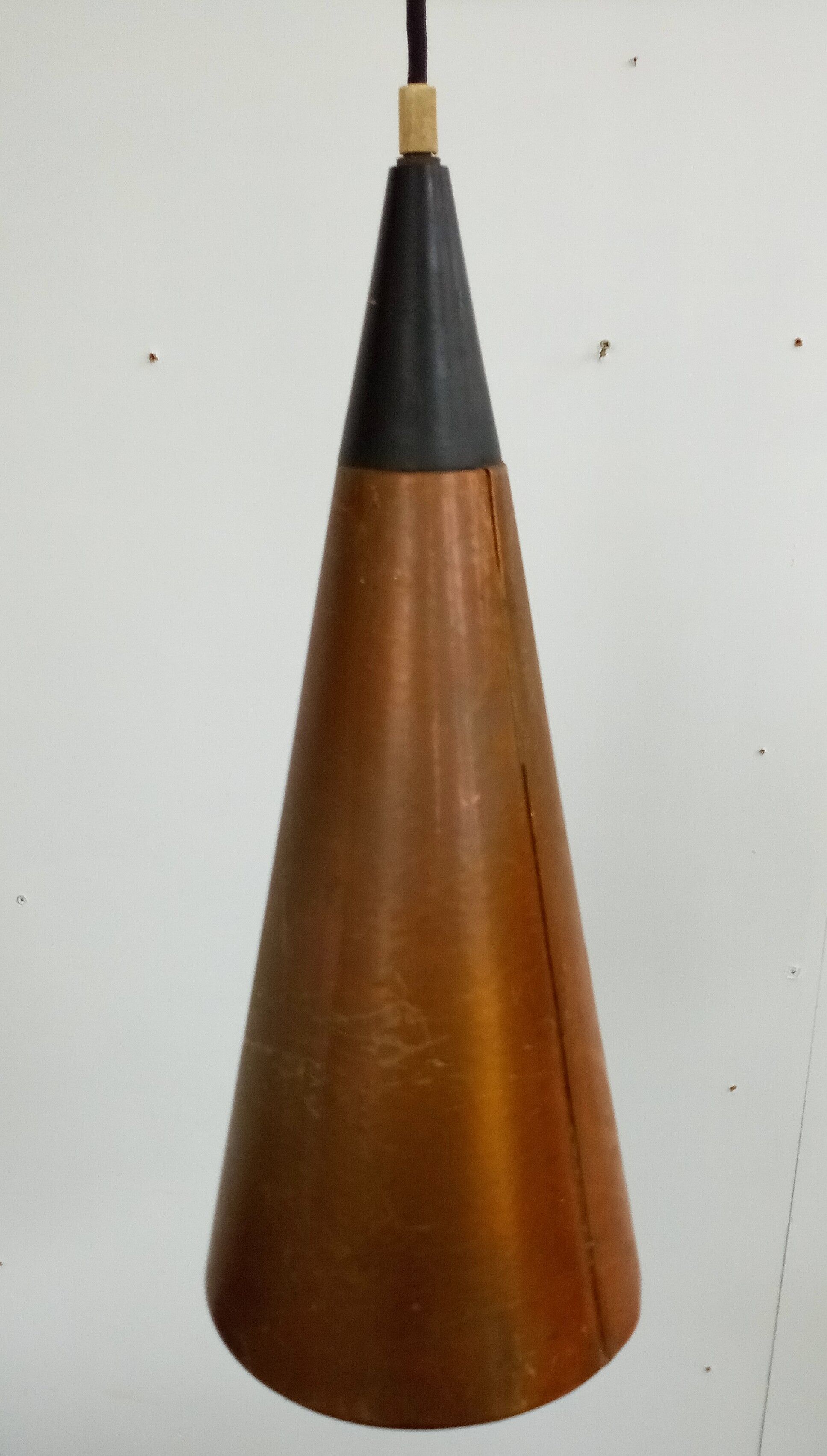 Decorative danish midcentury ceiling lamp in copper