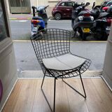 Chair Bertoia Rislan gray edition Knoll with white cake year 80
