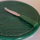 Cheese platter in antique faux-bois slurry, and its matching knife