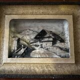 Carved and painted alpine tableau