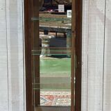 19th century cherry wood display case with black marble top