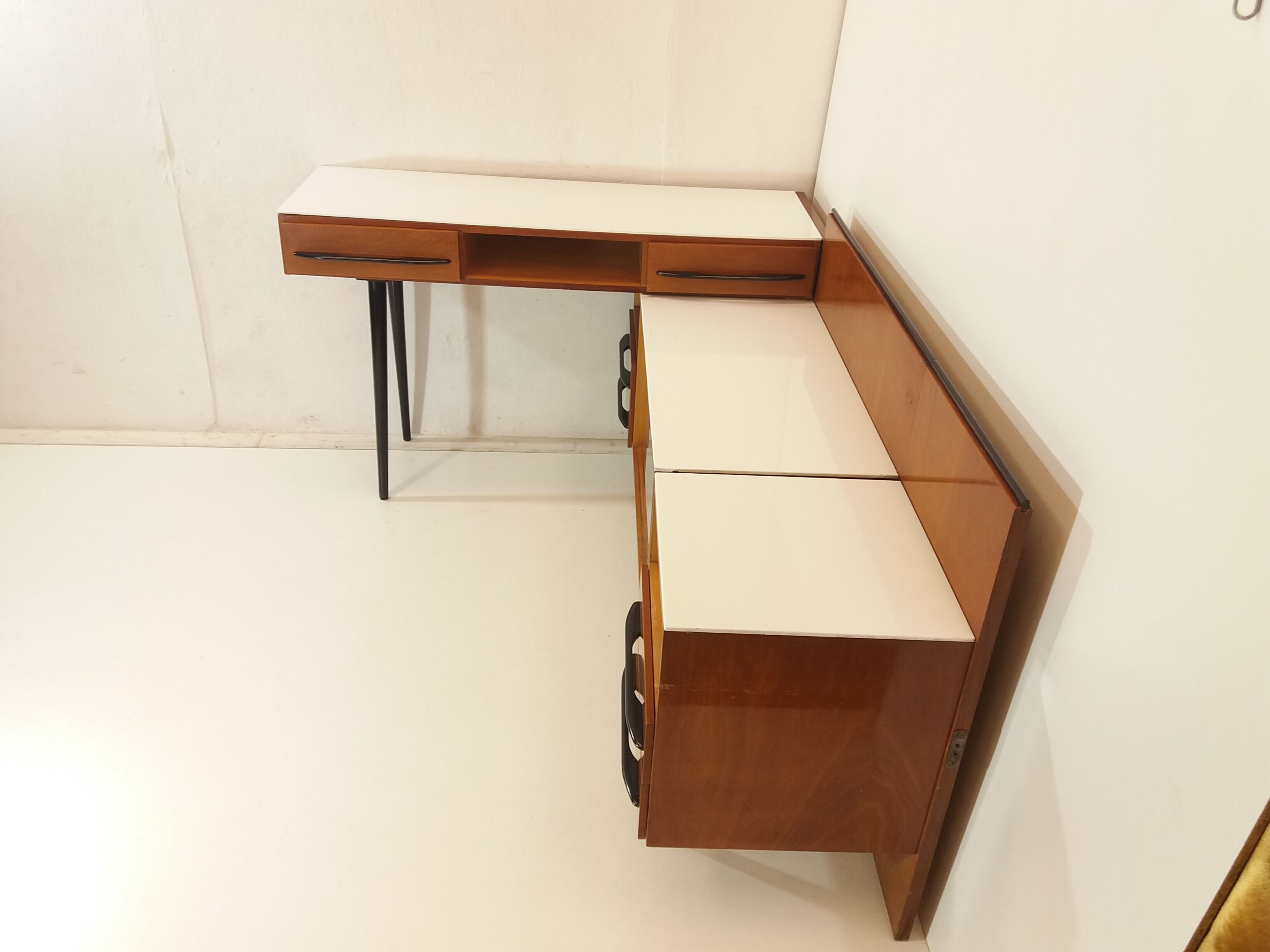 Chest of drawer and writing desk designed by Mojmít Požár, 1960's.