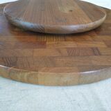 Large round platter turning - design Danish teak 70s