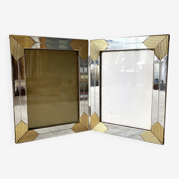 Double hanging frame, 70s-80s in gold and silver metal