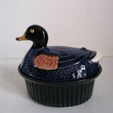Zoomorphic duck terrine majolica slip