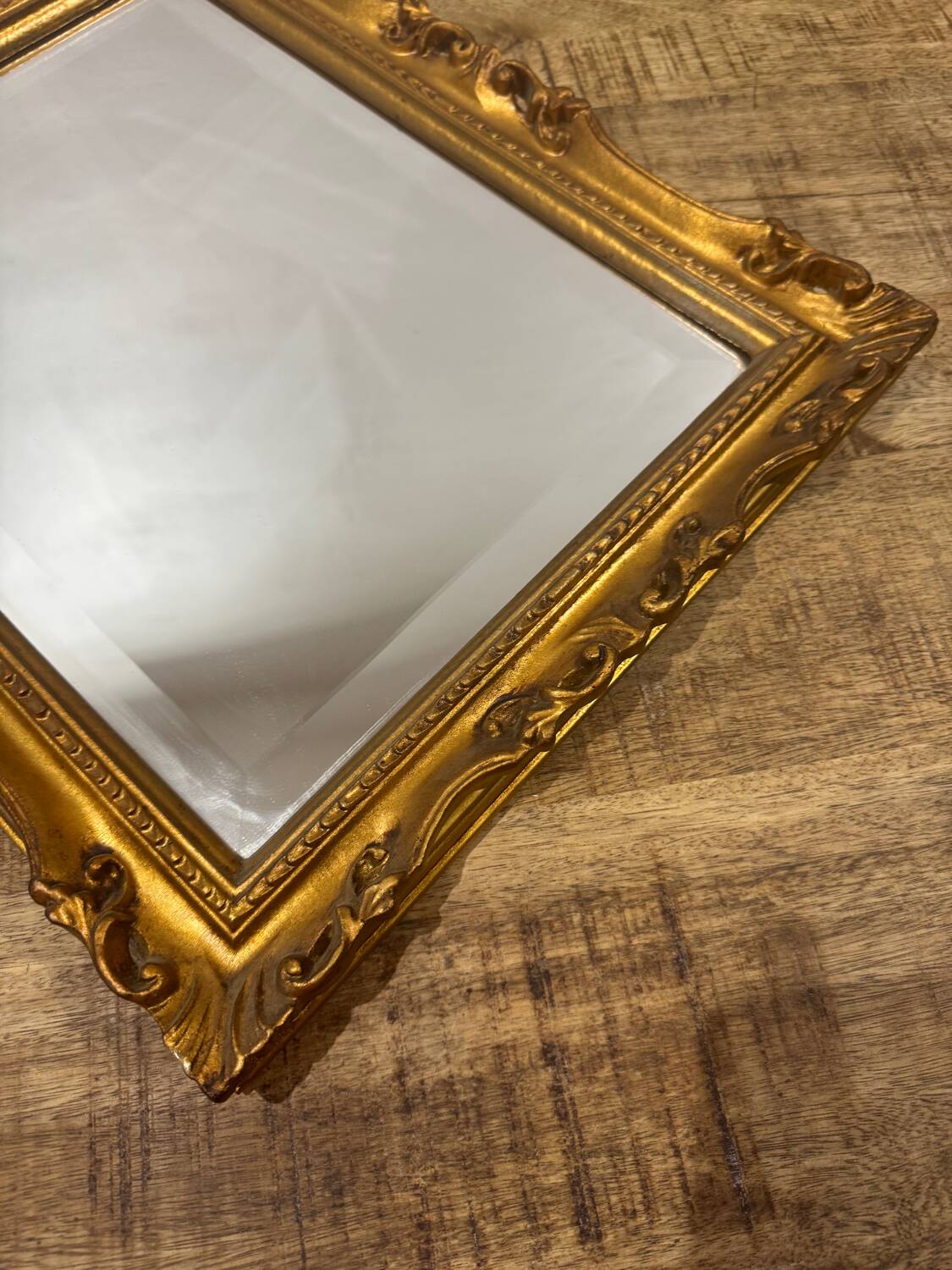 Beveled gold mirror