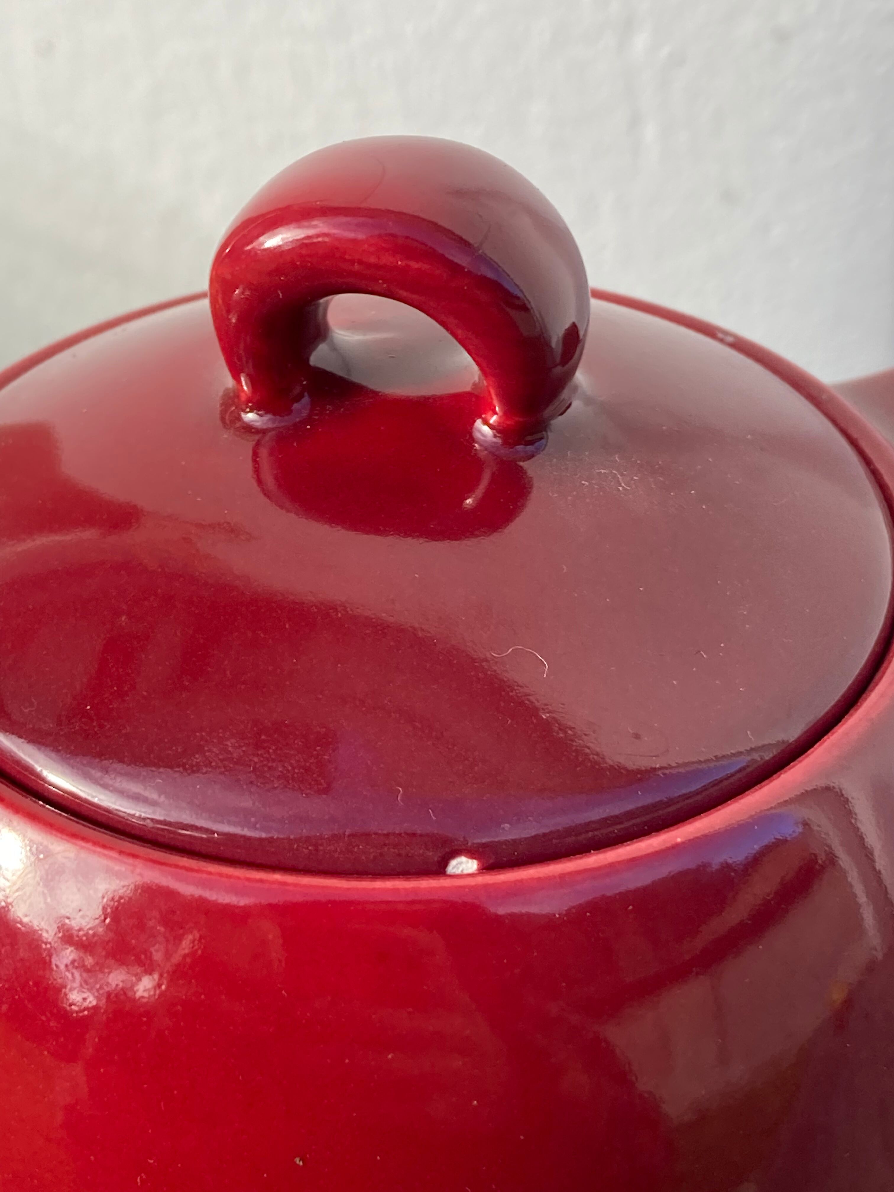 Vintage burgundy red teapot