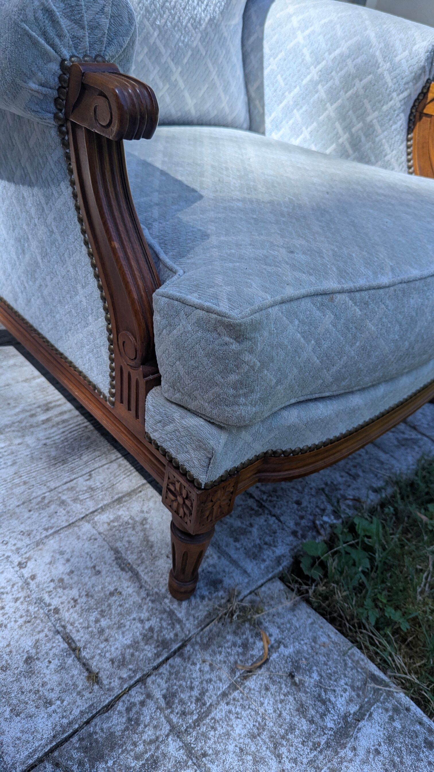 Pair of large Bergère armchairs in Louis XVI style