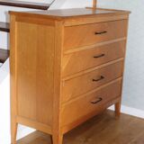Chest of drawers with 4 drawers, light oak, 1960s