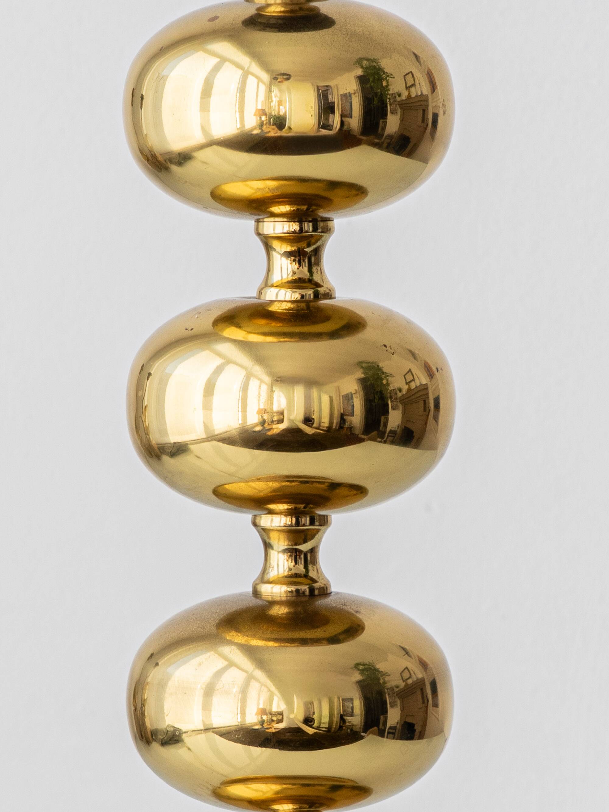 Pair of Swedish Mid-Century Brass Bobbin Table Lamps by Aneta, circa 1960
