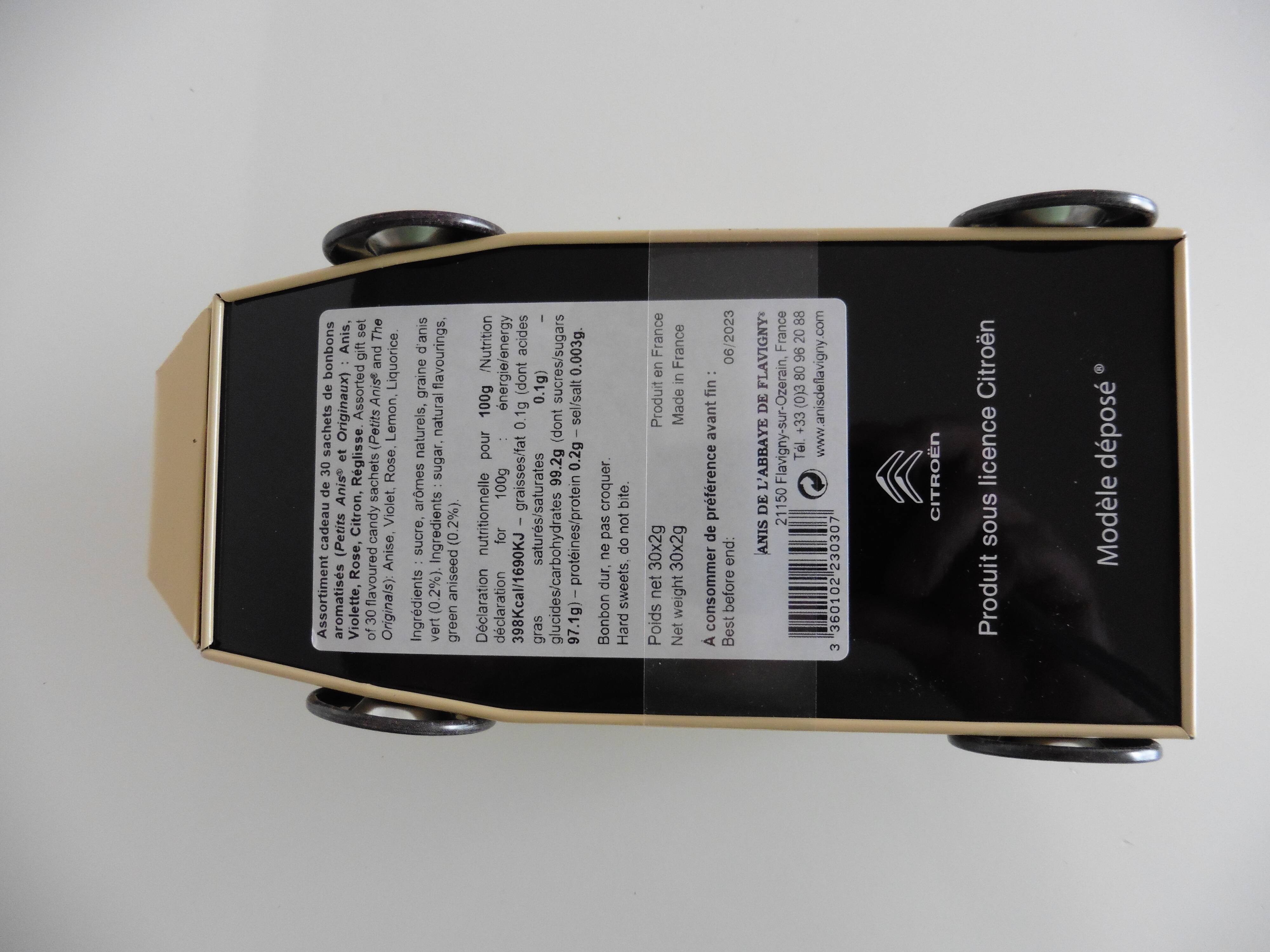 Citroen tube hy. metal box. anis candy