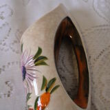 Ceramic vase with handle from the 70s, signed Tess, sunflower decor