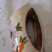 Ceramic vase with handle from the 70s, signed Tess, sunflower decor