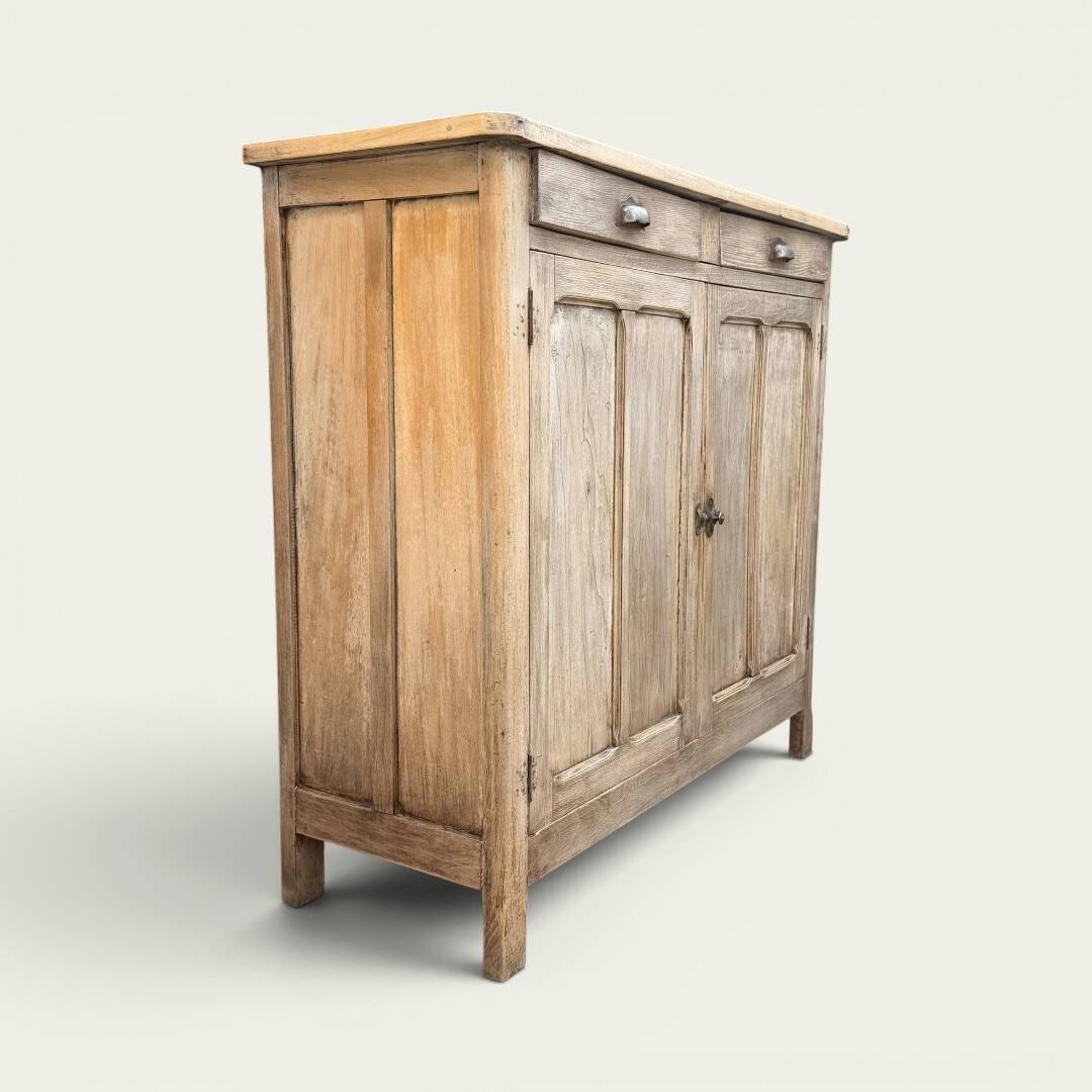 Antique patinated Parisian buffet with shell handles.