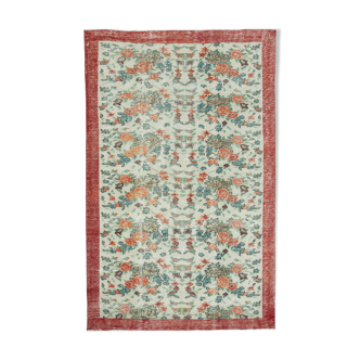 Handmade antique oriental beige rug 188 cm x 295 cm