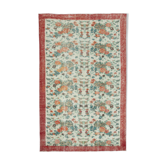 Tapis beige oriental ancien fait à la main 188 x 295 cm