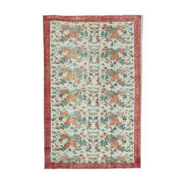 Handmade antique oriental beige rug 188 cm x 295 cm