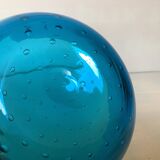Blue glass bowl with bubbles, Murano style.