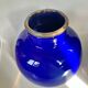 Vase boule bleu cobalt émaillé vintage