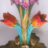 Center of table with 3 tulips in dabbling No.38, onnaing France 19th, art nouveau