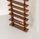 Sculptural wengé slat bookcase (Europe, 1960s).