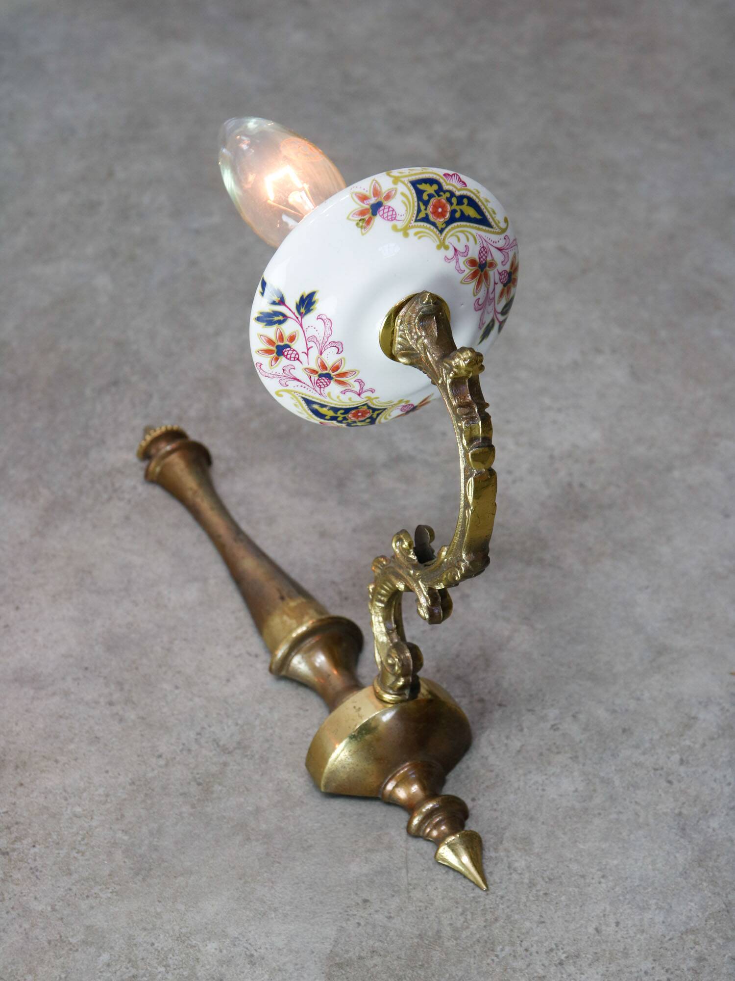 Mid-Century Italian Brass and Ceramic Sconce, set of 2