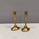 A set of vintage brass candlesticks, made by MALM Denmark in the 1960-70s.