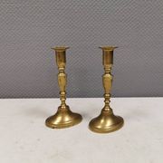 A set of vintage brass candlesticks, made by MALM Denmark in the 1960-70s.