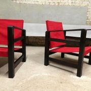paire de fauteuils safari en chêne, 1950
