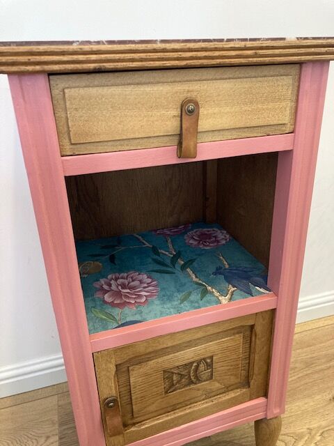 Bedside table in wood and marble