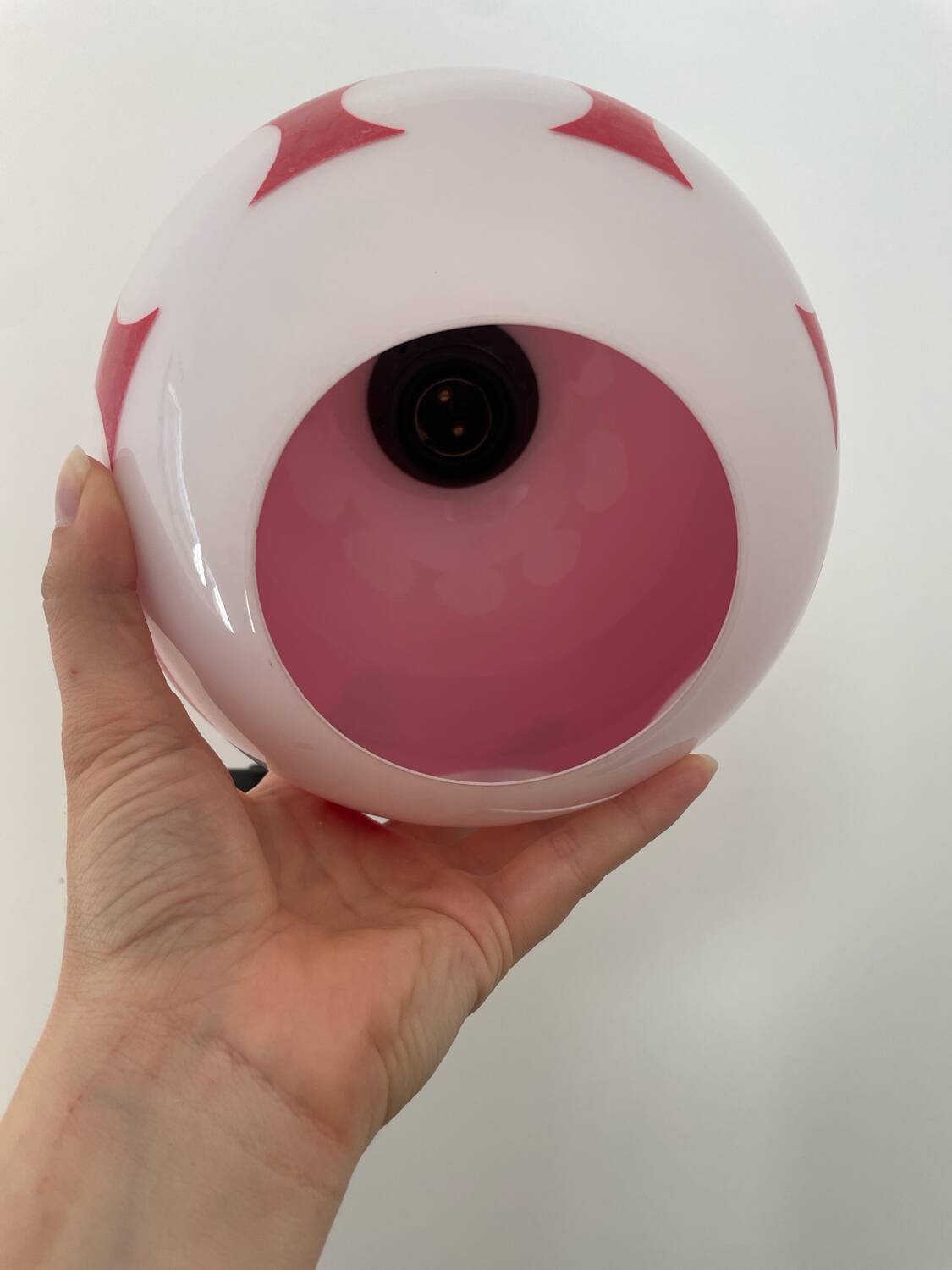 Retro opaline pendant light – Red & white