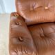 Mid-century vintage Scandinavian leather lounge chair in cognac brown leather