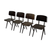 Lot of 4 vintage school chairs Galvanitas S16 Netherlands