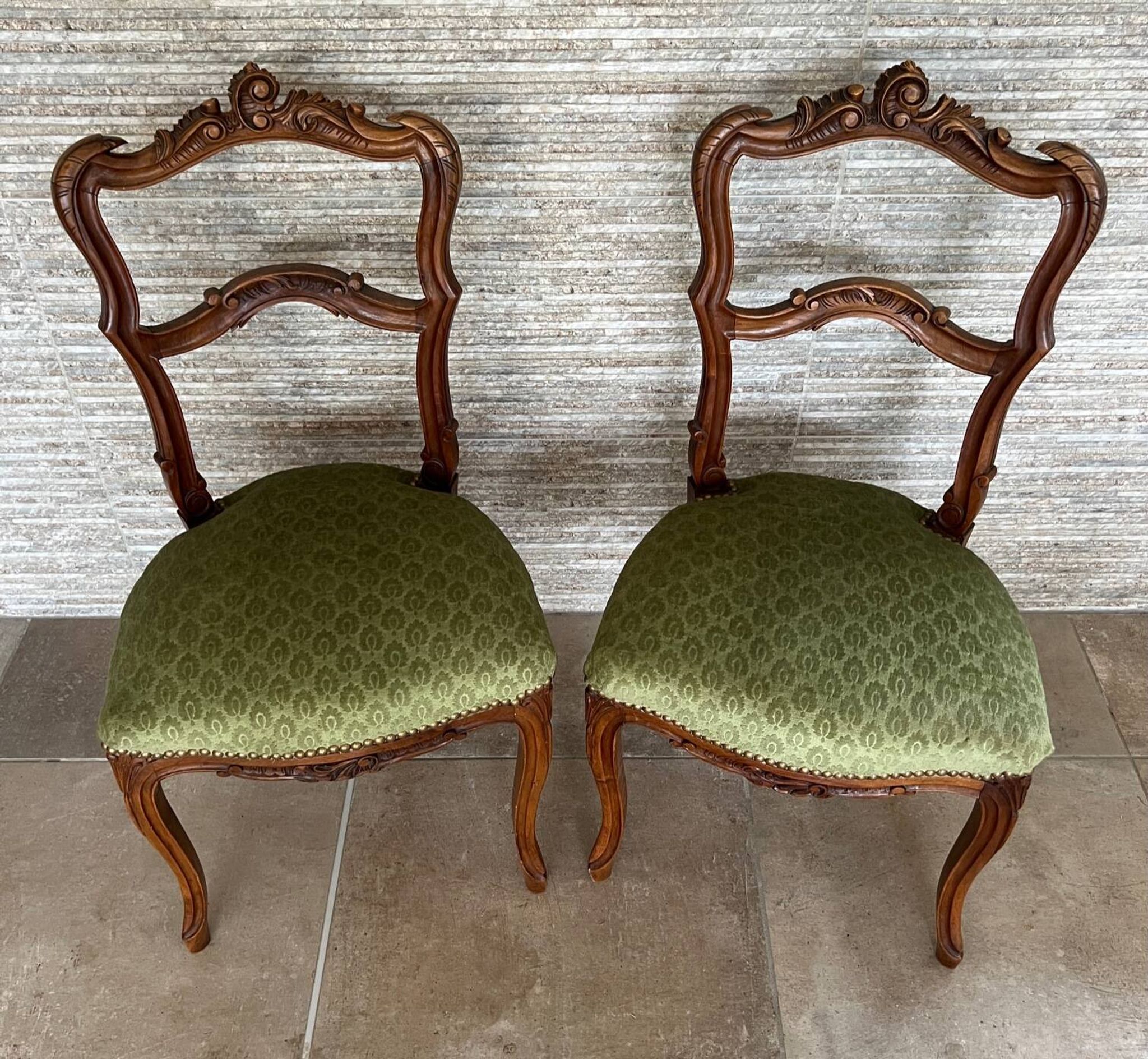 Pair of 19th century Louis XV style chairs, Napoleon III period in walnut