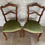 Pair of 19th century Louis XV style chairs, Napoleon III period in walnut