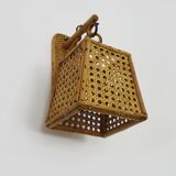 Rattan and cane lantern wall light. 1950s-1960s