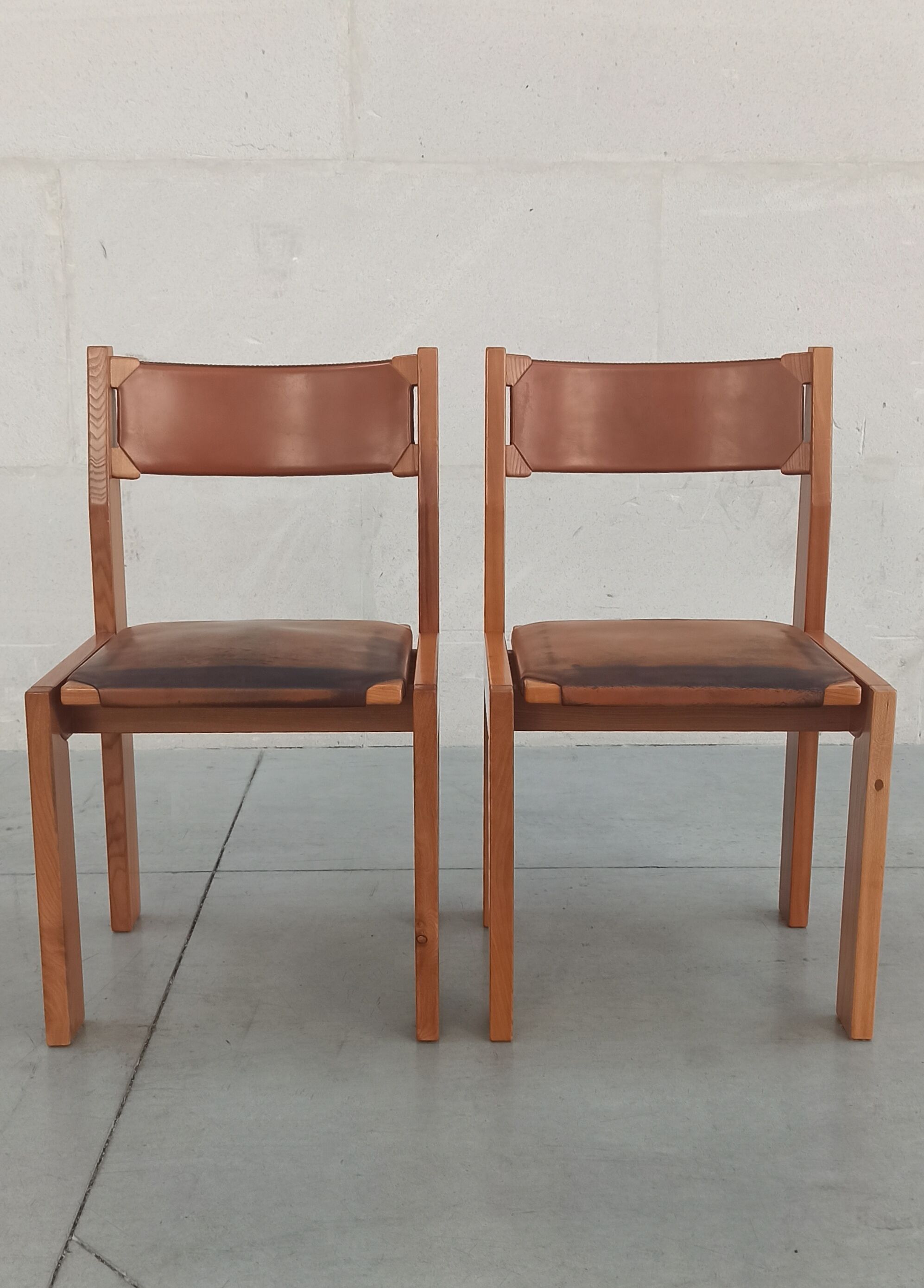 Elm and leather chairs, 80