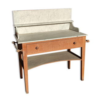 Marble and wooden vanity unit