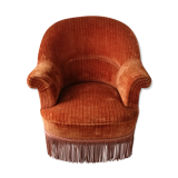 Orange velvet toad armchair