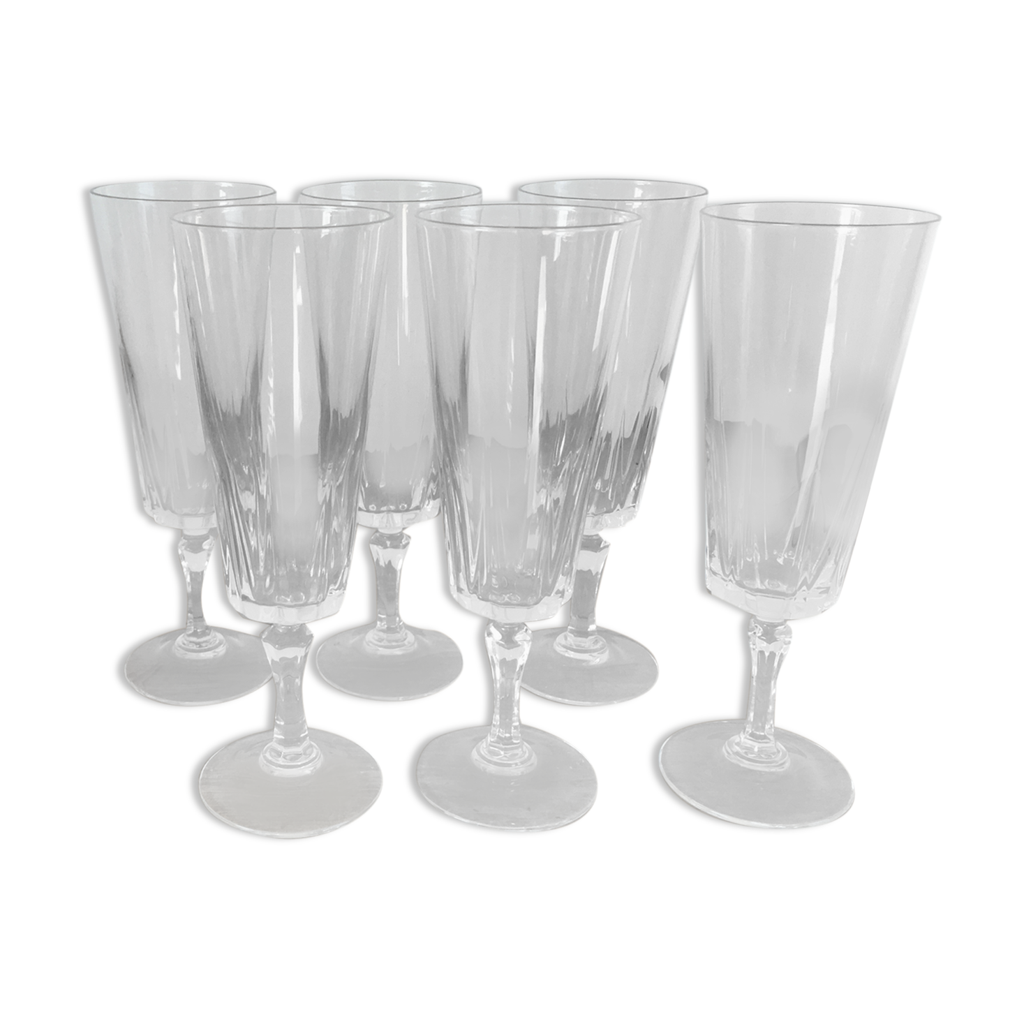 Champagne flutes Cristal d'Arques model "Versailles"