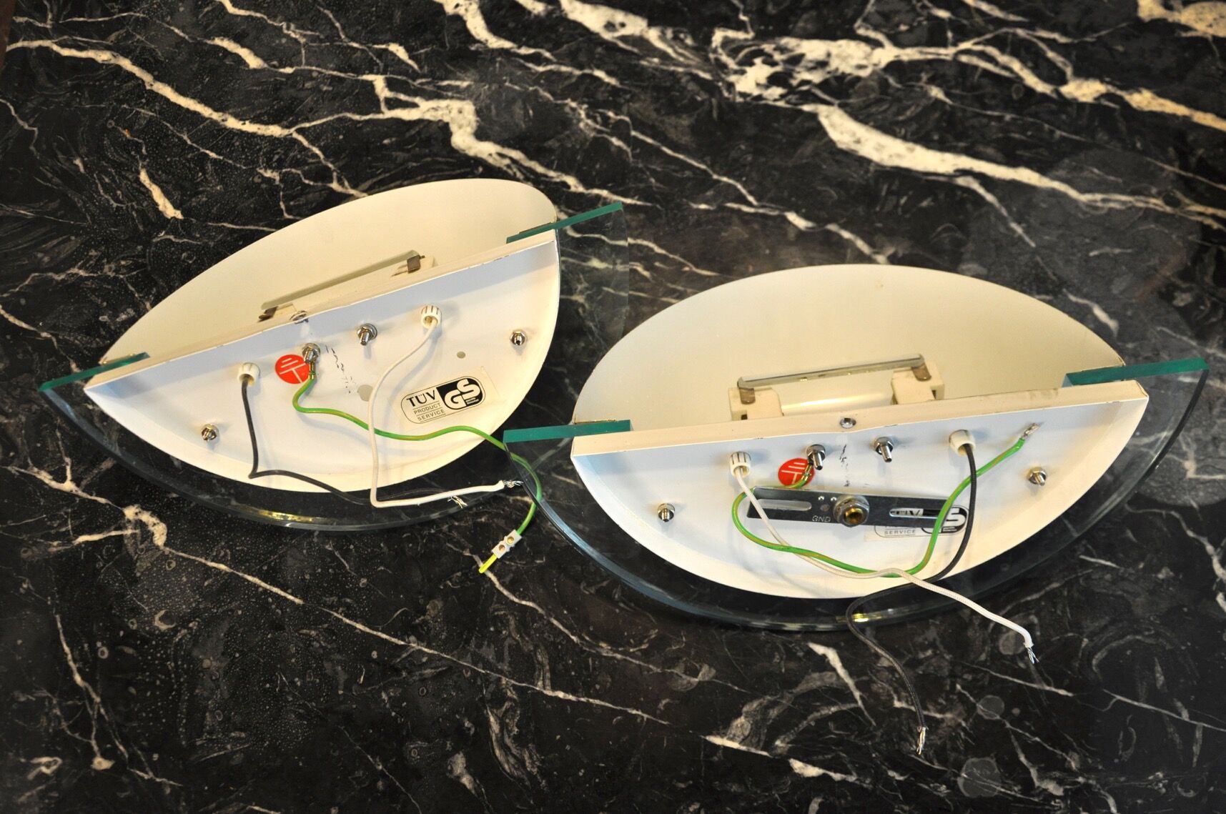 Pair of Regency wall lamps by GS, Demi-lunes, Germany, 1970