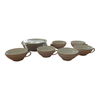 Set of 6 cups with cupels in Limoges porcelain