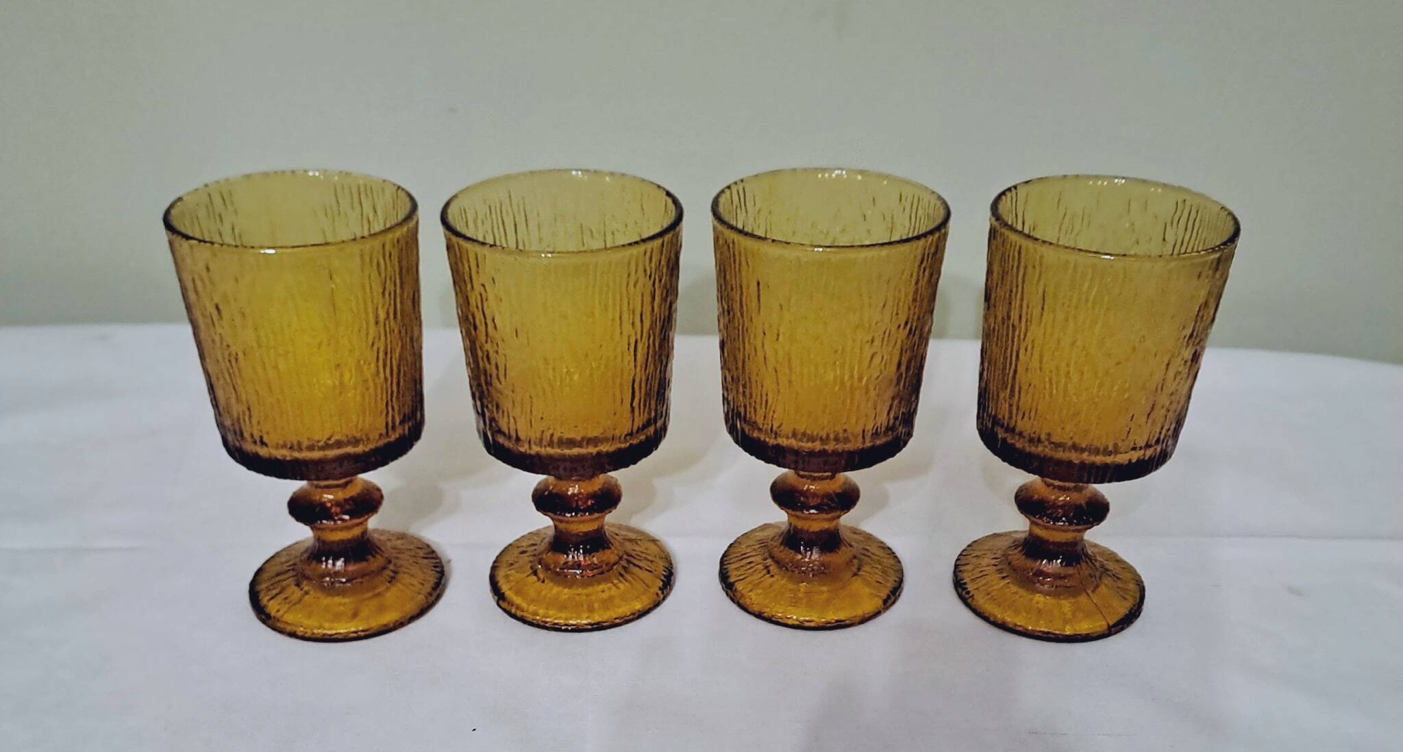 Vintage Codec Una Amber Stemmed Glasses