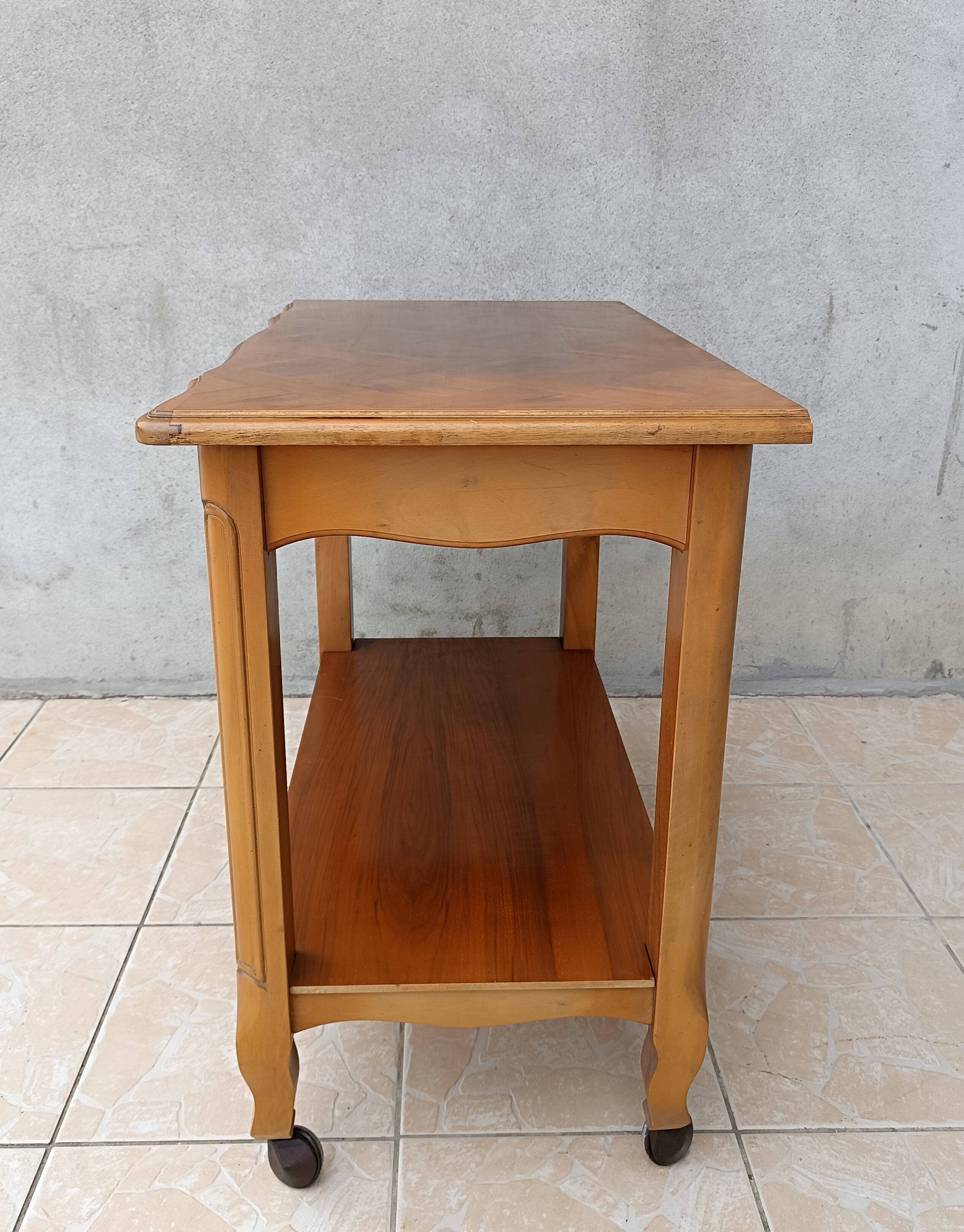 English-style cherrywood serving trolley